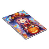 Schattigee anime Halloween Witch Notitieboek (Rechterzijde)