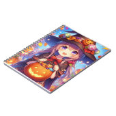 Schattigee anime Halloween Witch Notitieboek (Linkerzijde)