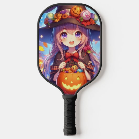 Schattigee anime Halloween Witch Pickleball Paddle (Voorkant)
