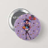 Schattigee anime Halloween Witch Ronde Button 5,7 Cm (Voorkant /achterkant)