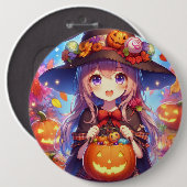 Schattigee anime Halloween Witch Ronde Button 6,0 Cm (Voorkant /achterkant)
