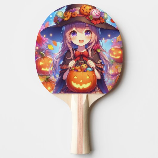 Schattigee anime Halloween Witch Tafeltennisbatje (Voorkant)
