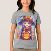 Schattigee anime Halloween Witch Tri-Blend Shirt (Voorkant)