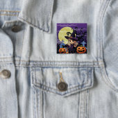 Schattigee anime Halloween Witch Vierkante Button 5,1 Cm (In situ)