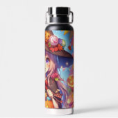 Schattigee anime Halloween Witch Waterfles (Achterkant)