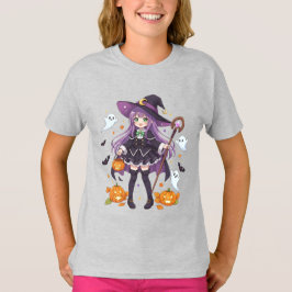 Schattigee anime heks meisje Halloween Kinder T-sh T-shirt