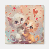 Schattigee anime katten digitale kunst magneet (Voorkant)