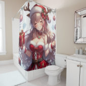 Schattigee anime kerst meisje douchegordijn (In situ)