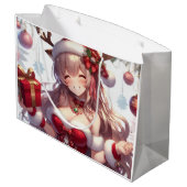 Schattigee anime kerst meisje groot cadeauzakje (Achterkant Gekanteld)