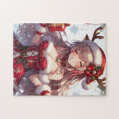 Schattigee anime kerst meisje legpuzzel (Horizontaal)