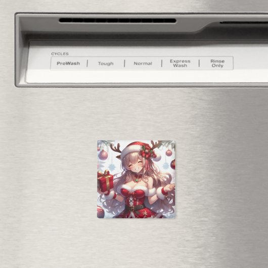 Schattigee anime kerst meisje magneet (Insitu (Vaatwasser))