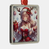 Schattigee anime kerst meisje metalen ornament (Rechts)