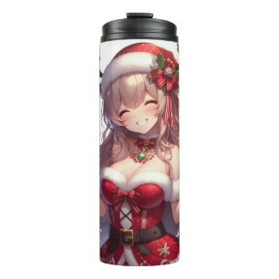 Schattigee anime kerst meisje thermosbeker