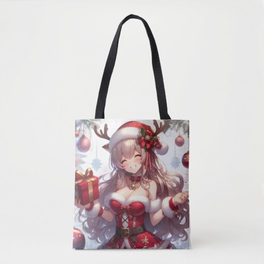 Schattigee anime kerst meisje tote bag (Voorkant)