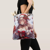 Schattigee anime kerst meisje tote bag (Dichtbij)