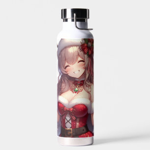 Schattigee anime Kerstmis meisje Water Bottle Waterfles
