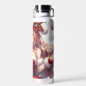 Schattigee anime Kerstmis meisje Water Bottle Waterfles (Achterkant)