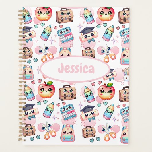 Schattigee Anime Kinder School Roze Planner (Voorkant)