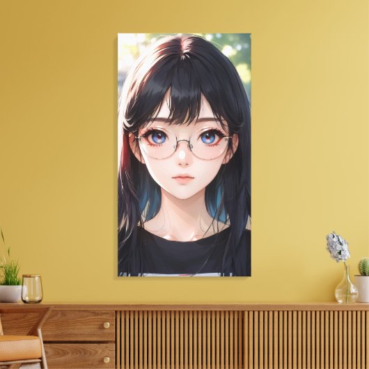 Schattigee anime kunst. canvas afdruk (Insitu (Woonkamer))