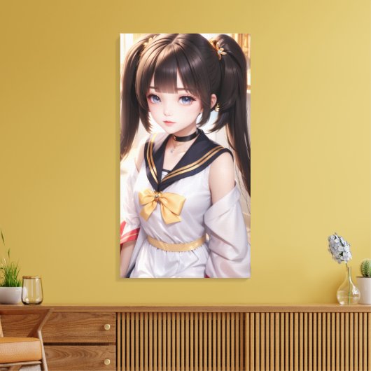 Schattigee anime kunst. canvas afdruk (Insitu (Woonkamer))