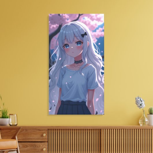 Schattigee anime kunst. canvas afdruk (Insitu (Woonkamer))