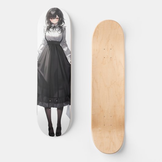 Schattigee Anime Maid Persoonlijk Skateboard (Voorkant)