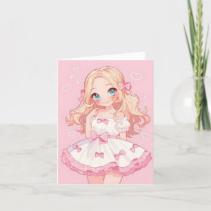 Schattigee anime meisje roze liefde feestdagen kaart