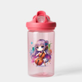 Schattigee anime meisje spelen cello gepersonalise waterfles (Voorkant)