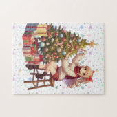 Schattigee anime meisje trimmen van de boom legpuzzel (Horizontaal)