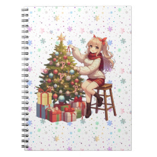 Schattigee anime meisje trimmen van de boom notitieboek