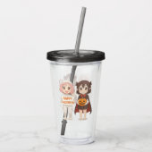 Schattigee anime mummie & vampier meisjes acryl drinkbeker (Achterkant)