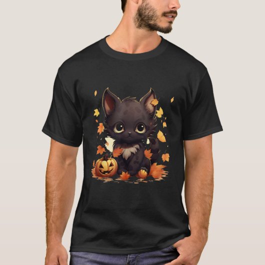 Schattigee Anime Neko Chibi Kawaii Cat Spooky Scar T-shirt (Voorkant)