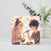 Schattigee Anime Ramen Noodles Pun Valentijnsdag F Feestdagenkaart (Staand voorkant)