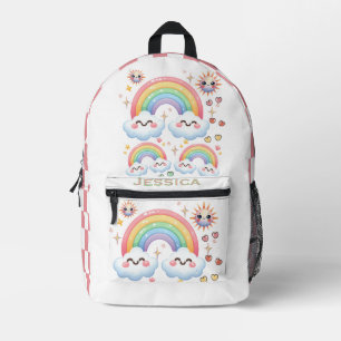 Schattigee Anime Regenboog Wolken Print Cut Naaiza Bedrukte Rugzak