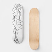 Schattigee Anime Schoolmeisje Zwart Wit Tekening Persoonlijk Skateboard (Voorkant)