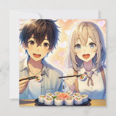 Schattigee Anime Sushi Pun Valentijnsdag Kaart (Voorkant)