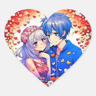 Schattigee anime thema bruiloft hart sticker