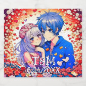 Schattigee anime thema bruiloft sparkling wijnetiket (Enkel label)