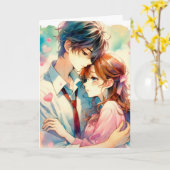 Schattigee anime thema gepersonaliseerde Valentijn Kaart (Gele Bloem)