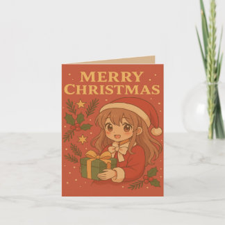 Schattigee Anime Thema Kerst Wenskaart Kaart