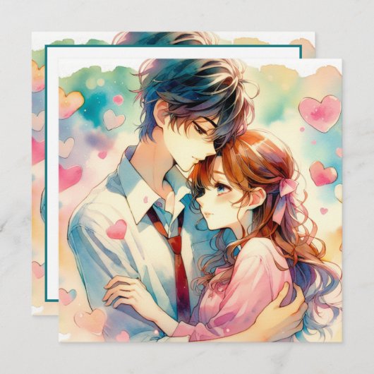 Schattigee anime thema Valentijnsdag (Voorkant / Achterkant)