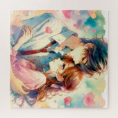 Schattigee anime thema Valentijnsdag Legpuzzel (Horizontaal)