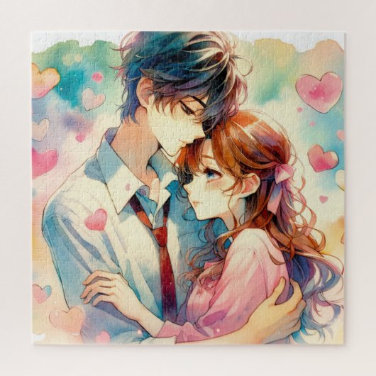 Schattigee anime thema Valentijnsdag Legpuzzel (Verticaal)