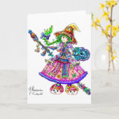 Schattigee Anime Witch Kawaii Halloween magische s Kaart (Gele Bloem)