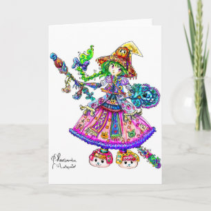 Schattigee Anime Witch Kawaii Halloween magische s Kaart