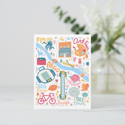 Schattigee Ann Arbor Michigan Favoriete Dingen Kaa Briefkaart (Staand voorkant)