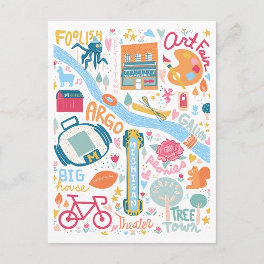 Schattigee Ann Arbor Michigan Favoriete Dingen Kaa Briefkaart (Voorkant)