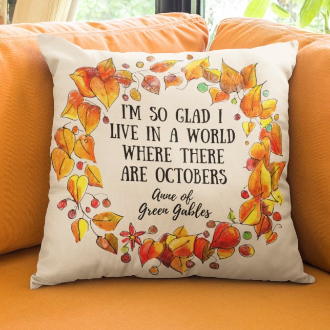 Schattigee Anne of Green Gables Quote Kleurrijke D Kussen (Celebrate fall and back to school with this unique colorful "Anne of Green Gables" library art!)