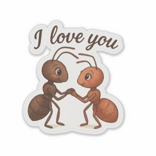 Schattigee Ant Love Sticker – Romantisch Transpara (Voorkant)