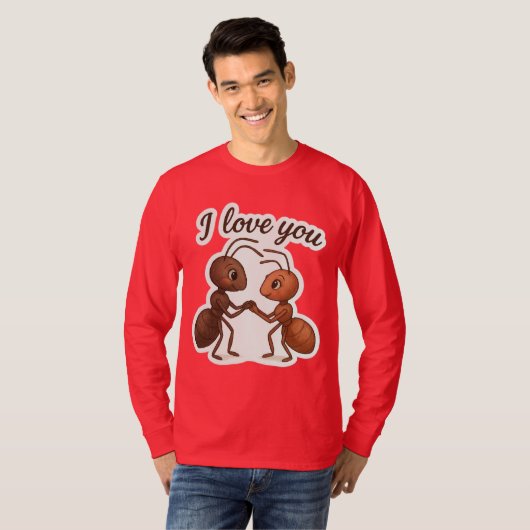 Schattigee Ant Love Sticker – Romantisch Transpara T-shirt (Voorkant volledig)